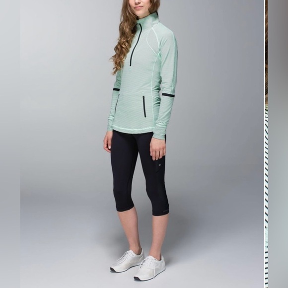 Lululemon Race With Grace 1/2 Zip Mini Hyper Stripe Fresh Teal / Fresh Teal - Picture 1 of 7